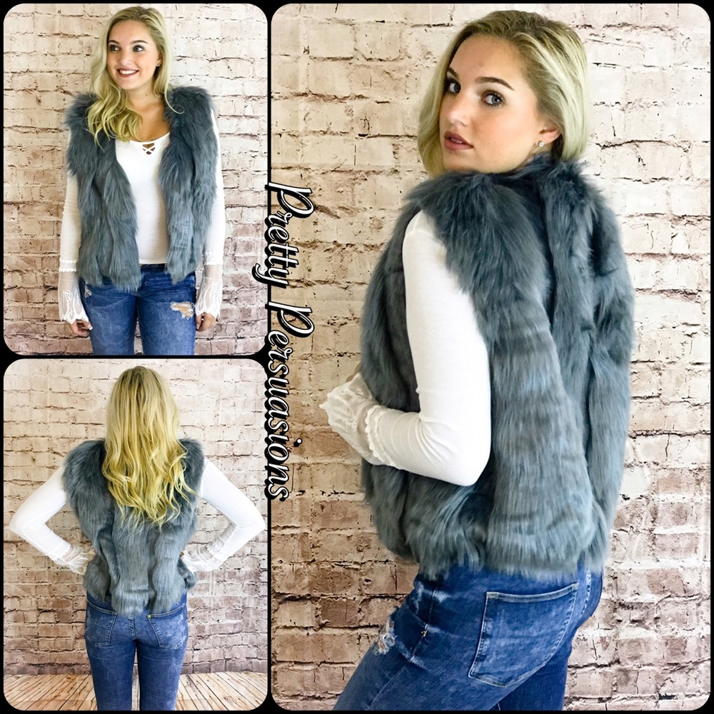 NWT Gray Faux Fur Vest❗️LAST 2‼️ - Picture 2 of 5